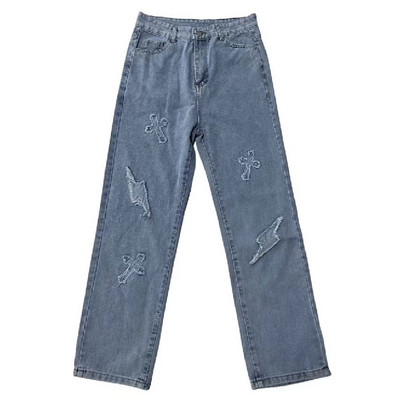 Ženska odjeća Plave traperice Ženske korejske modne ženske traperice visokog struka Trend ulične traperice 2023. Vintage odjeća Y2k Hlače Traper