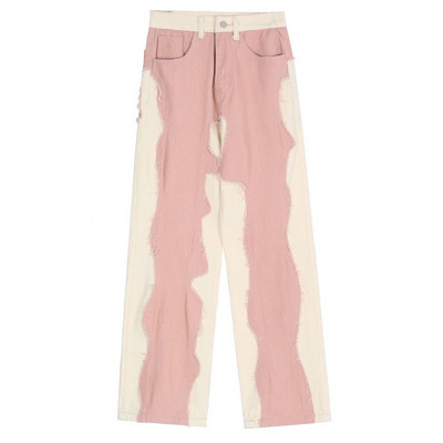 Y2k Vintage Γυναικεία τζιν Splicing Streetwear Fashion Cootrast έγχρωμο παντελόνι Oversize Φαρδύ casual ίσιο φαρδύ παντελόνι 2023