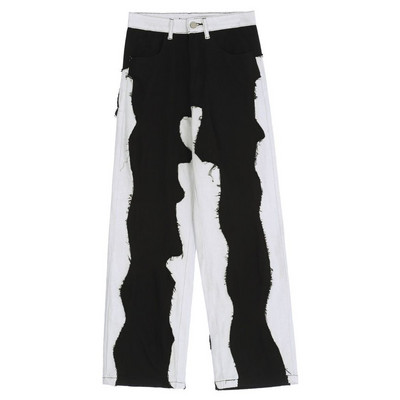 Y2k Vintage Γυναικεία τζιν Splicing Streetwear Fashion Cootrast έγχρωμο παντελόνι Oversize Φαρδύ casual ίσιο φαρδύ παντελόνι 2023