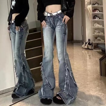 Υπερμεγέθη Raw Edge Wash Wide Leg Jeans Γυναικεία Ρετρό Old Street Fashion Harajuku Loose Casual ίσιο παντελόνι ψηλόμεσο