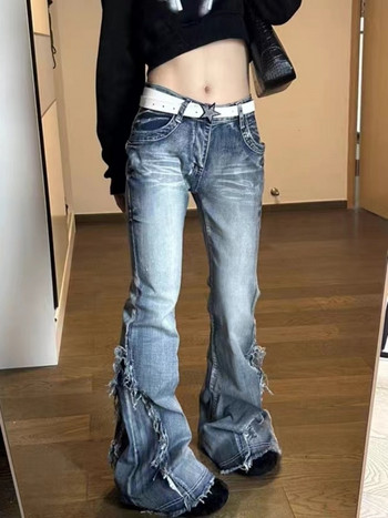 Υπερμεγέθη Raw Edge Wash Wide Leg Jeans Γυναικεία Ρετρό Old Street Fashion Harajuku Loose Casual ίσιο παντελόνι ψηλόμεσο