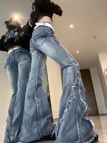 Υπερμεγέθη Raw Edge Wash Wide Leg Jeans Γυναικεία Ρετρό Old Street Fashion Harajuku Loose Casual ίσιο παντελόνι ψηλόμεσο