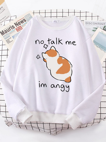 Γυναικεία φούτερ No Talk Me Cute Angy Cat Print Top Γυναικείες Harajuku Oversize μακρυμάνικο Kawaii Animal 2022 New Lady φούτερ