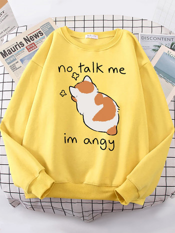 Γυναικεία φούτερ No Talk Me Cute Angy Cat Print Top Γυναικείες Harajuku Oversize μακρυμάνικο Kawaii Animal 2022 New Lady φούτερ