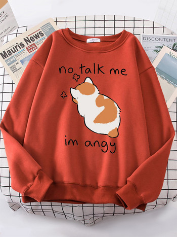 Γυναικεία φούτερ No Talk Me Cute Angy Cat Print Top Γυναικείες Harajuku Oversize μακρυμάνικο Kawaii Animal 2022 New Lady φούτερ