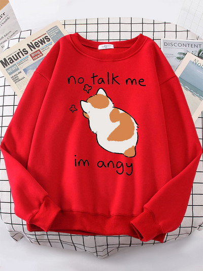 Γυναικεία φούτερ No Talk Me Cute Angy Cat Print Top Γυναικείες Harajuku Oversize μακρυμάνικο Kawaii Animal 2022 New Lady φούτερ