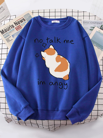 Γυναικεία φούτερ No Talk Me Cute Angy Cat Print Top Γυναικείες Harajuku Oversize μακρυμάνικο Kawaii Animal 2022 New Lady φούτερ