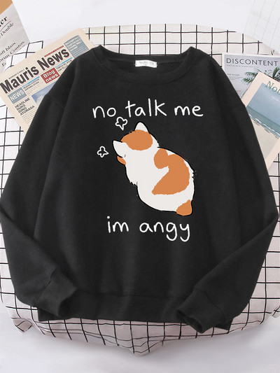 Γυναικεία φούτερ No Talk Me Cute Angy Cat Print Top Γυναικείες Harajuku Oversize μακρυμάνικο Kawaii Animal 2022 New Lady φούτερ