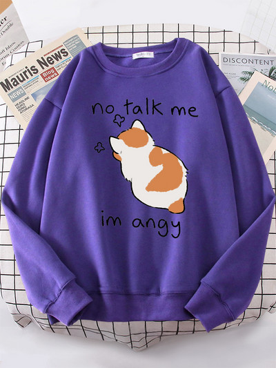 Γυναικεία φούτερ No Talk Me Cute Angy Cat Print Top Γυναικείες Harajuku Oversize μακρυμάνικο Kawaii Animal 2022 New Lady φούτερ
