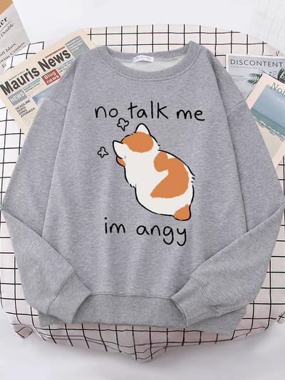 Γυναικεία φούτερ No Talk Me Cute Angy Cat Print Top Γυναικείες Harajuku Oversize μακρυμάνικο Kawaii Animal 2022 New Lady φούτερ