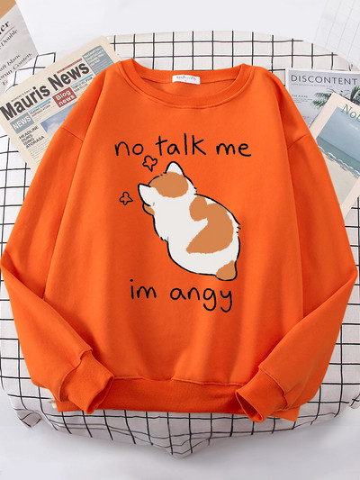 Γυναικεία φούτερ No Talk Me Cute Angy Cat Print Top Γυναικείες Harajuku Oversize μακρυμάνικο Kawaii Animal 2022 New Lady φούτερ