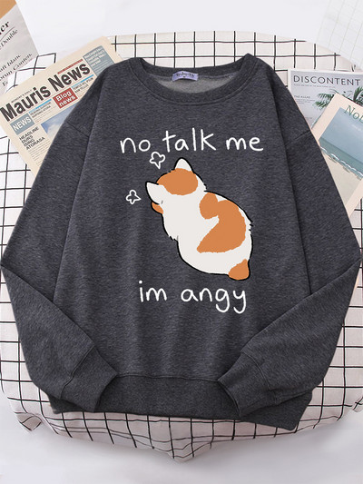 Γυναικεία φούτερ No Talk Me Cute Angy Cat Print Top Γυναικείες Harajuku Oversize μακρυμάνικο Kawaii Animal 2022 New Lady φούτερ