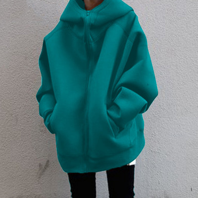 Rudens žiema Naujas asmeninis gatvės megztinis su užtrauktuku Ilgas pliušinis megztinis ilgas megztinis Moteriškas negabaritinis megztinis megztinis