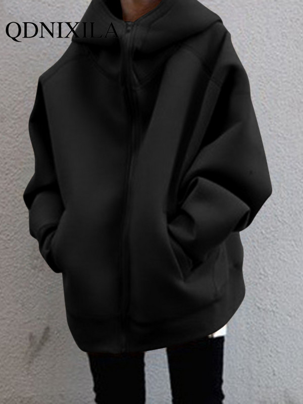 Rudens žiema Naujas asmeninis gatvės megztinis su užtrauktuku Ilgas pliušinis megztinis ilgas megztinis Moteriškas negabaritinis megztinis megztinis