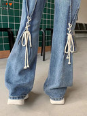 Streetwear Y2k Κορδόνι Φιόγκος Plus Size S-5xl Τζιν Μόδα Γυναικείο Παντελόνι Ψηλόμεσο με Κουμπιά Κορεάτικο Σχεδιαστή Casual Flared Jeans