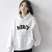 Lucyever Φθινοπωρινά Φούτερ με κουκούλα, Γυναικεία Κορεάτικα φαρδιά γράμματα, με κουκούλα με κουκούλα casual all-match, γυναικεία πουλόβερ με κουκούλα