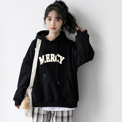 Lucyever Φθινοπωρινά Φούτερ με κουκούλα, Γυναικεία Κορεάτικα φαρδιά γράμματα, με κουκούλα με κουκούλα casual all-match, γυναικεία πουλόβερ με κουκούλα