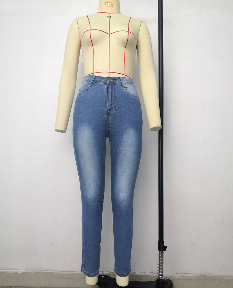 Traperice visokog struka Ženske uske pencil nogavice Hlače rastezljive Jednobojne Vintage Streetwear Uske traperice Pantalones Vaqueros Traper hlače