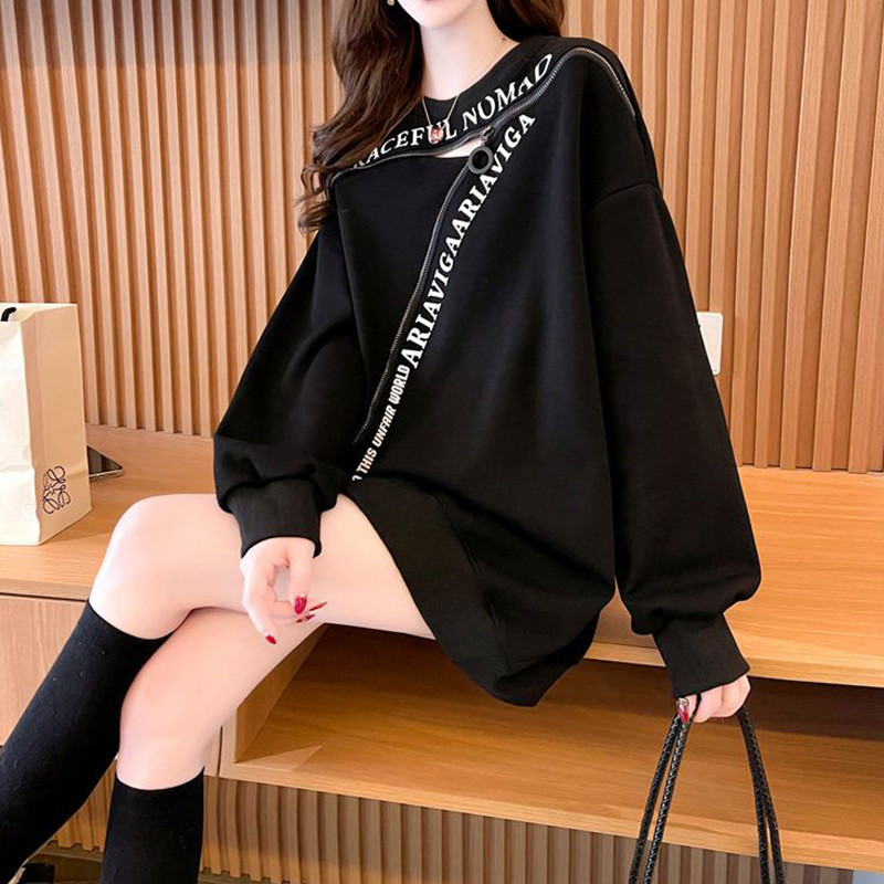 Γράμμα φερμουάρ Sexy Hollow Streetwear Harajuku Oversize Γυναικείο φούτερ Φθινοπωρινή μόδα casual πουλόβερ Μακρυμάνικο τοπ ρούχα