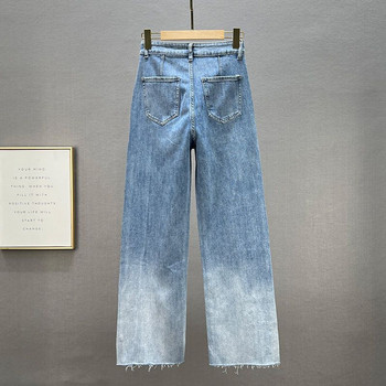 Rhinestone Jeans Γυναικείο παντελόνι με φαρδύ πόδι 2023 Άνοιξη Νέο ψηλόμεσο φαρδύ και αδυνατιστικό παντελόνι σφουγγαρίστρας Μοντέρνο παντελόνι