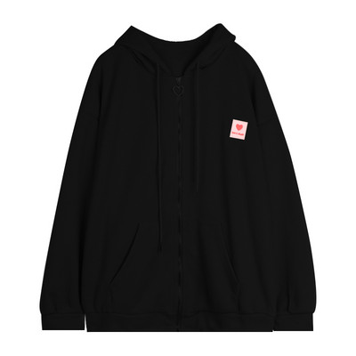 Casual φούτερ με φερμουάρ με κουκούλα Κορεατική μόδα Love Print Γυναικεία ζακέτα με λεπτό παλτό Γυναικεία φούτερ με φερμουάρ για την άνοιξη φθινόπωρο