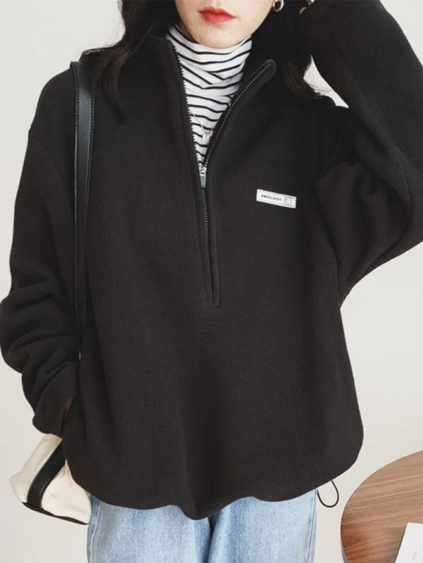 QWEEK Tople korejske majice s kapuljačom od flisa Ženska ležerna Kpop moda Plus Velevt majica s kratkim rukavima Top 2022. Jesen Zima