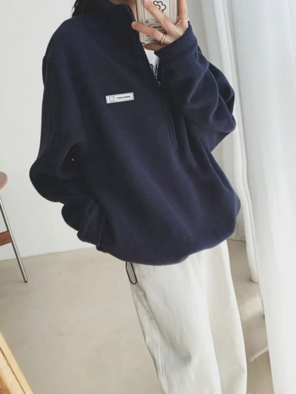 QWEEK Tople korejske majice s kapuljačom od flisa Ženska ležerna Kpop moda Plus Velevt majica s kratkim rukavima Top 2022. Jesen Zima