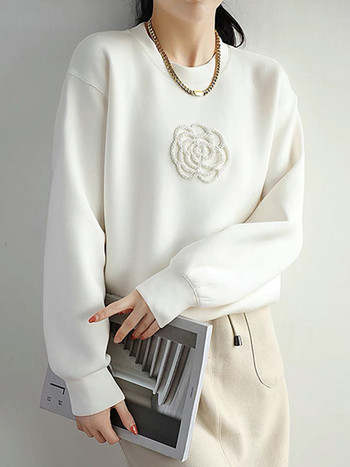Корейска мода Черно-бели пуловери Суичъри с О-образно деколте Пачуърк горнища Есен Зима С дълъг ръкав Kawaii Пуловери Streetwear Ежедневни