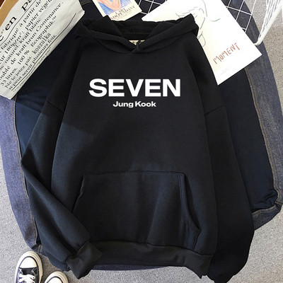 Vēstuļu apdruka JungKook Seven Hoodie Sieviešu/Vīriešu Harajuku Estētiskie kapuciņi Unisex rudens ziemas puloveri Džemperi Dropshipping