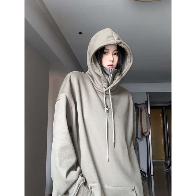 QWEEK Streetwear Μαύρες γυναικείες φούτερ με κουκούλα Υπερμεγέθη γυναικεία φούτερ με κουκούλα Harajuku Vintage πουλόβερ Κορεατικής μόδας Goth Αισθητική