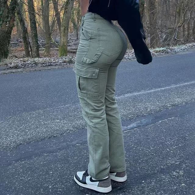 Ženske kargo hlače Vintage vrećaste trenirke širokih nogavica Y2K traper s uzicom Ulična odjeća Džepovi visokog struka Hlače Joggers Kombinezoni