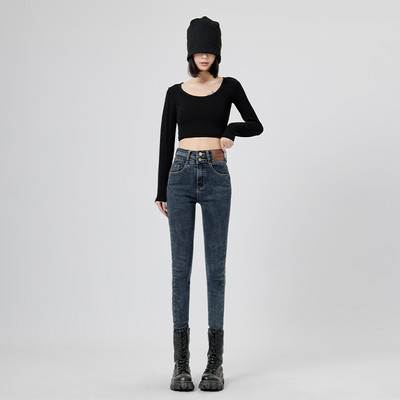 TFETTERS Brand Skinny Jeans Γυναικεία 2023 Φθινοπωρινό μονόχρωμο ψηλόμεσο τζιν για γυναίκες Μόδα καθημερινό τζιν παντελόνι μολύβι Γυναικείο