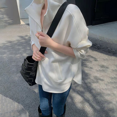 Circyy Hoodies Ženska majica s kapuljačom 2023 Jesen Zima Hoodie s patentnim zatvaračem Ovratnik na odlaganje Široki ležerni puloveri Džepovi Chic odjeća