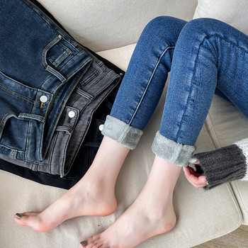 2023 Χειμώνας Γυναικείο Ζεστό Lamb Fleece Παντελόνι Y2K Denim Skinny Stretch Jeans Casual Γυναικείο Ψηλόμεσο Street Velvet κολάν