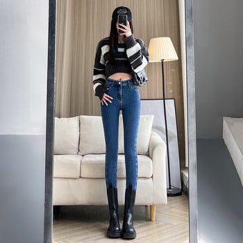 2023 Χειμώνας Γυναικείο Ζεστό Lamb Fleece Παντελόνι Y2K Denim Skinny Stretch Jeans Casual Γυναικείο Ψηλόμεσο Street Velvet κολάν