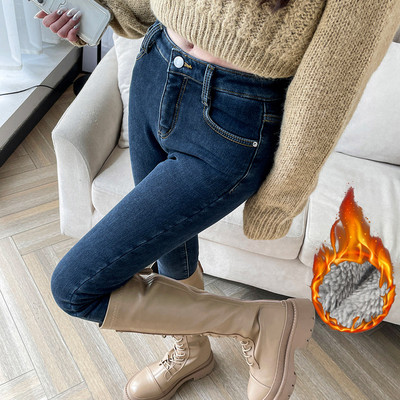 2023 Χειμώνας Γυναικείο Ζεστό Lamb Fleece Παντελόνι Y2K Denim Skinny Stretch Jeans Casual Γυναικείο Ψηλόμεσο Street Velvet κολάν