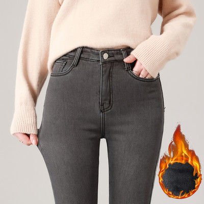 2023 Χειμώνας Γυναικείο Ζεστό Lamb Fleece Παντελόνι Y2K Denim Skinny Stretch Jeans Casual Γυναικείο Ψηλόμεσο Street Velvet κολάν