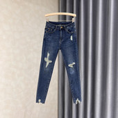 Δωρεάν αποστολή Μασίφ ψηλόμεσο τζιν με τρύπα λεπτό παντελόνι τζιν Y2k vintage τζιν για γυναίκες τζιν ψηλόμεση vintage ρούχα V25