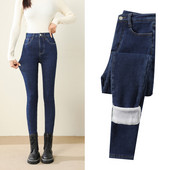 Γυναικεία μόδα 2023 Stretch ψηλόμεσο μολύβι παντελόνι Casual γυναικείο χειμερινό κολάν βελούδινο τζιν υψηλής ποιότητας χοντρό γούνινο τζιν παντελόνι