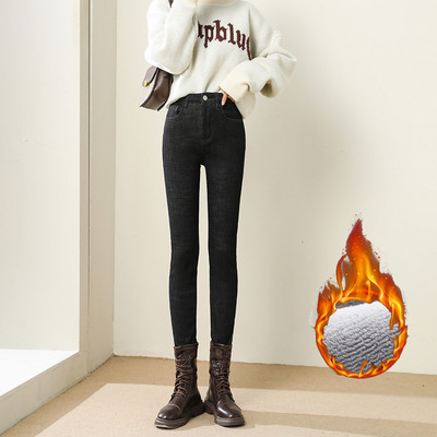 Γυναικεία μόδα 2023 Stretch ψηλόμεσο μολύβι παντελόνι Casual γυναικείο χειμερινό κολάν βελούδινο τζιν υψηλής ποιότητας χοντρό γούνινο τζιν παντελόνι