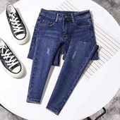 Kõrge vöökohaga kitsad teksad vabaaja säärised mood Vaqueros silm pliiats, veniv teksapüksid, suured Spodnie naised, Pantalon V15