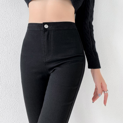 Uske traperice za žene Rastezljivi sivi traper Seksi uske hlače visokog struka Uredske trendi ženske strukirane vintage hlače Y2K uske hlače