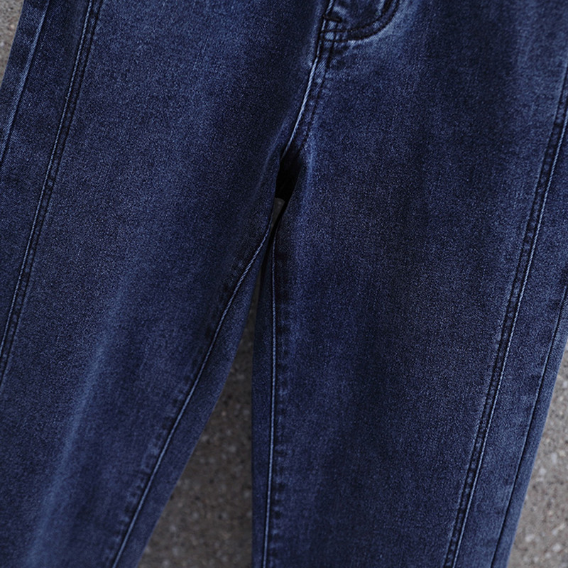 Rastezljive ravne ženske traperice visokog struka PatchWork elastične traper hlače do gležnja Ženske pantalone De Mujer