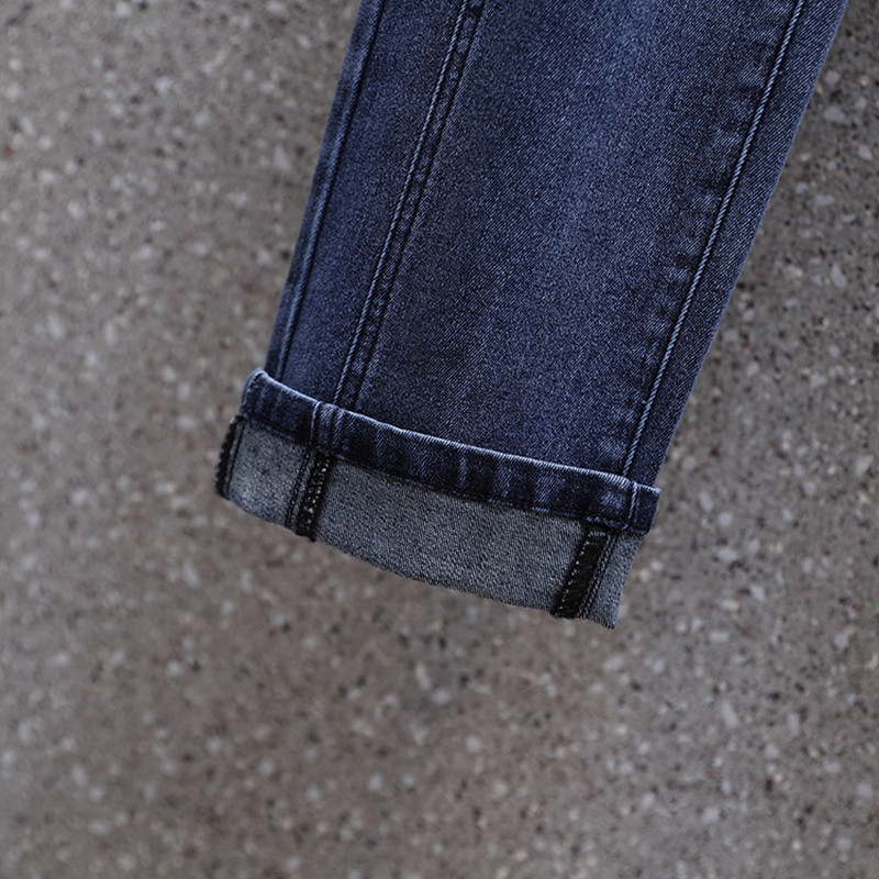 Rastezljive ravne ženske traperice visokog struka PatchWork elastične traper hlače do gležnja Ženske pantalone De Mujer