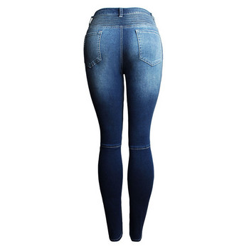 Νέο Jeans Biker Μπλε Τζιν Γυναικεία Μοτοσικλέτα Skinny Pants Biker Zip Mid High Waist Stretch Motor Jeans για Γυναικεία