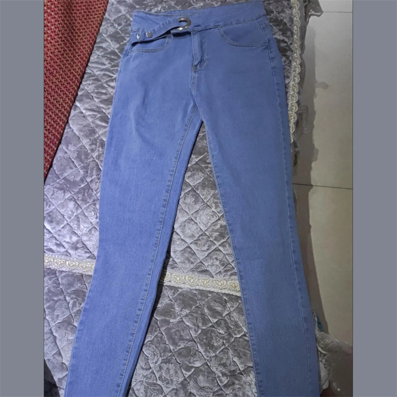 Koreai divat Szabálytalan szélű, magas derekú ceruzafarmer Őszi mosott Do Old Stretch farmer nadrág Utcai viselet Vékony Cowboy Pantalones