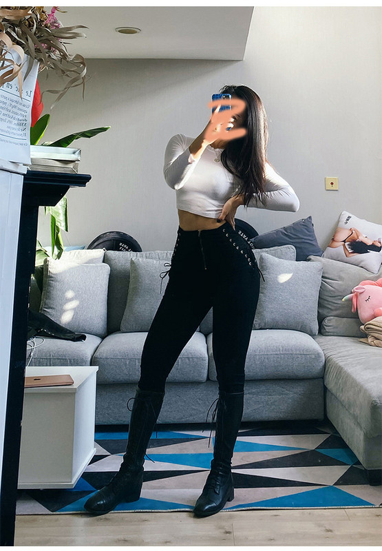 Nove proljetne jesenske visokokvalitetne harajuku traperice visokog struka s dizajnom lanca, ženske ulične hip hop hlače za slobodno vrijeme