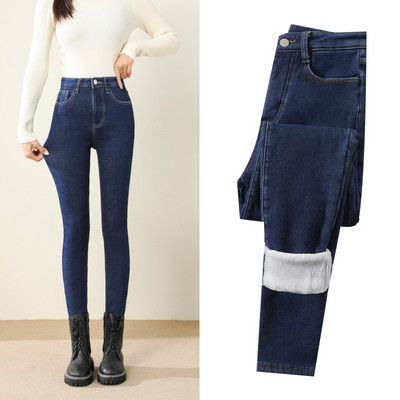 Γυναικεία μόδα 2023 Stretch ψηλόμεσο μολύβι παντελόνι Casual γυναικείο χειμερινό κολάν βελούδινο τζιν υψηλής ποιότητας χοντρό γούνινο τζιν παντελόνι