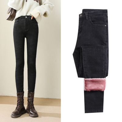 Γυναικεία μόδα 2023 Stretch ψηλόμεσο μολύβι παντελόνι Casual γυναικείο χειμερινό κολάν βελούδινο τζιν υψηλής ποιότητας χοντρό γούνινο τζιν παντελόνι