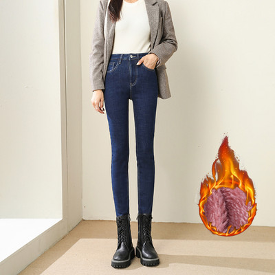 Γυναικεία μόδα 2023 Stretch ψηλόμεσο μολύβι παντελόνι Casual γυναικείο χειμερινό κολάν βελούδινο τζιν υψηλής ποιότητας χοντρό γούνινο τζιν παντελόνι